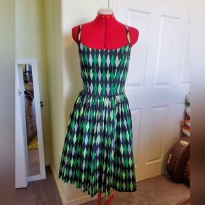 Pinup Girl Clothing Green Harlequin House Jenny Dress NWT Size Medium